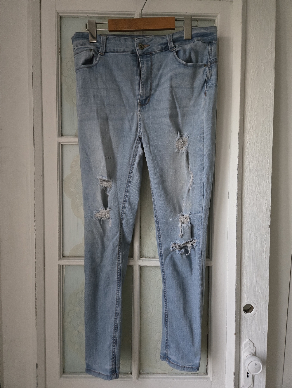 Wax Jean Light Wash Distressed Skinny Jeans Size 13